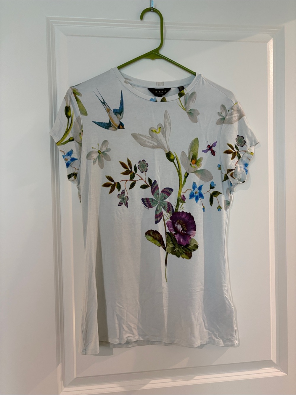 Ted Baker White Floral & Bird Crewneck Tee